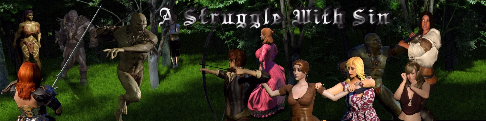 A Struggle with Sin cover art featuring dark fantasy characters in a corrupted world