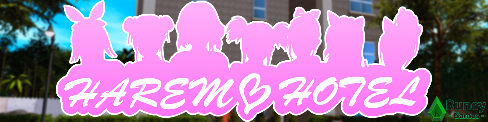 Harem Hotel cover art showing the main protagonist and android characters at the hotel