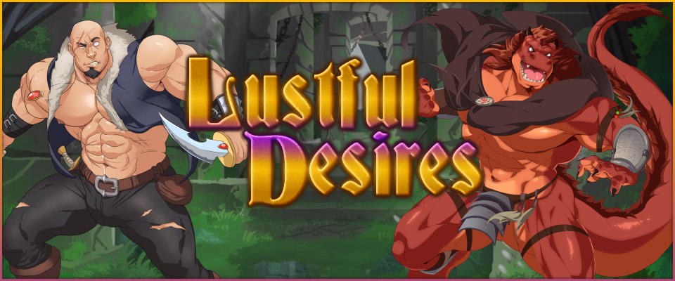 Lustful Desires fantasy RPG cover art by Hyao showing the game's title and key characters