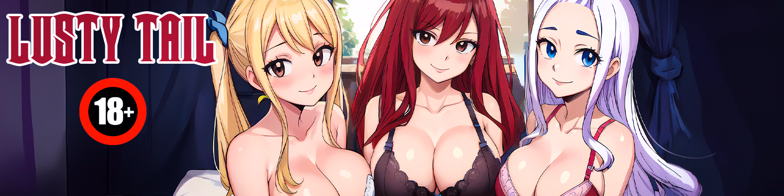 Lusty Tail cover art showing the game's main characters and branding