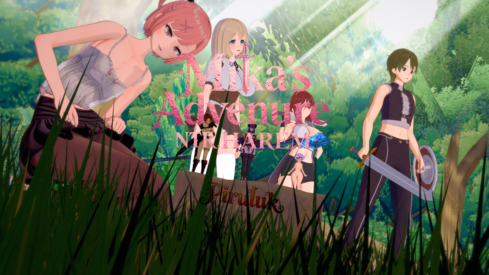 Mika's Adventure NTR HAREM cover art showing the main menu of the 3DCG fantasy harem game