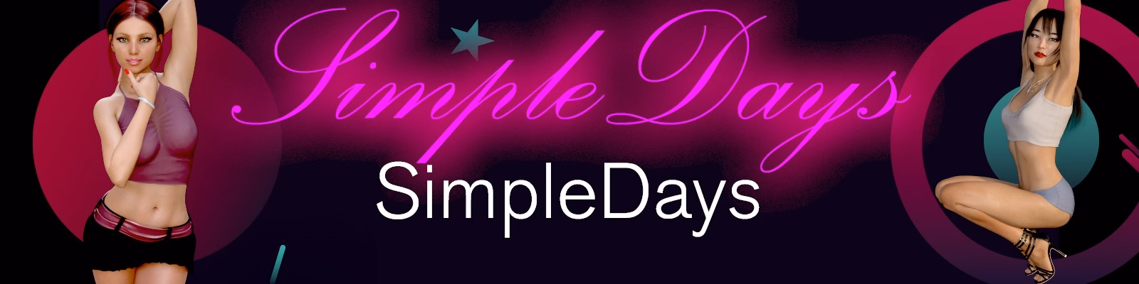 Simple Days visual novel cover art showing the main characters in a warm domestic setting