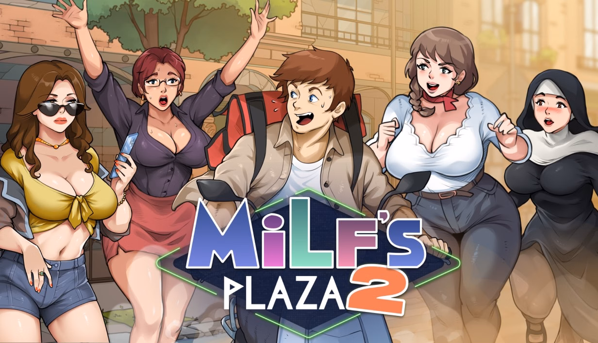 MILF's Plaza 2 cover art featuring stylised mature women in a vibrant plaza setting