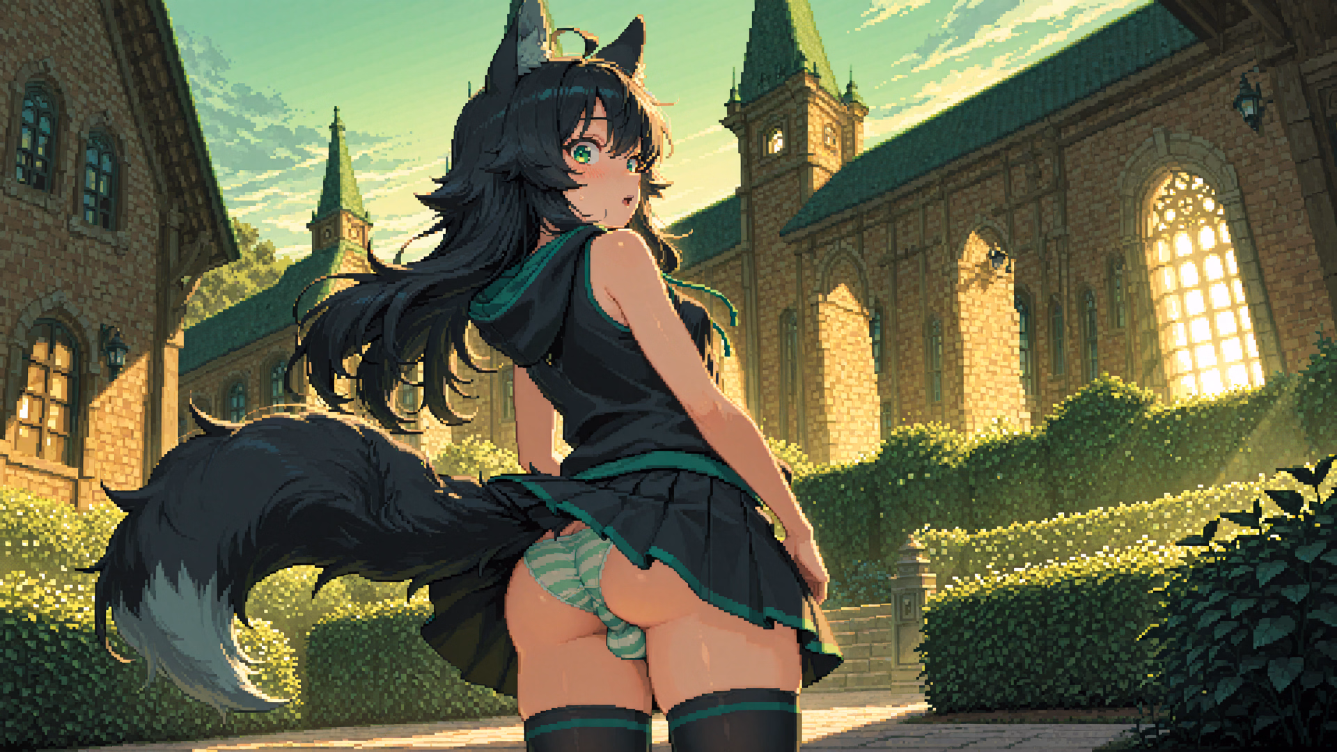Whispering Ledger - 2DCG fantasy management scene with monster-girl cast